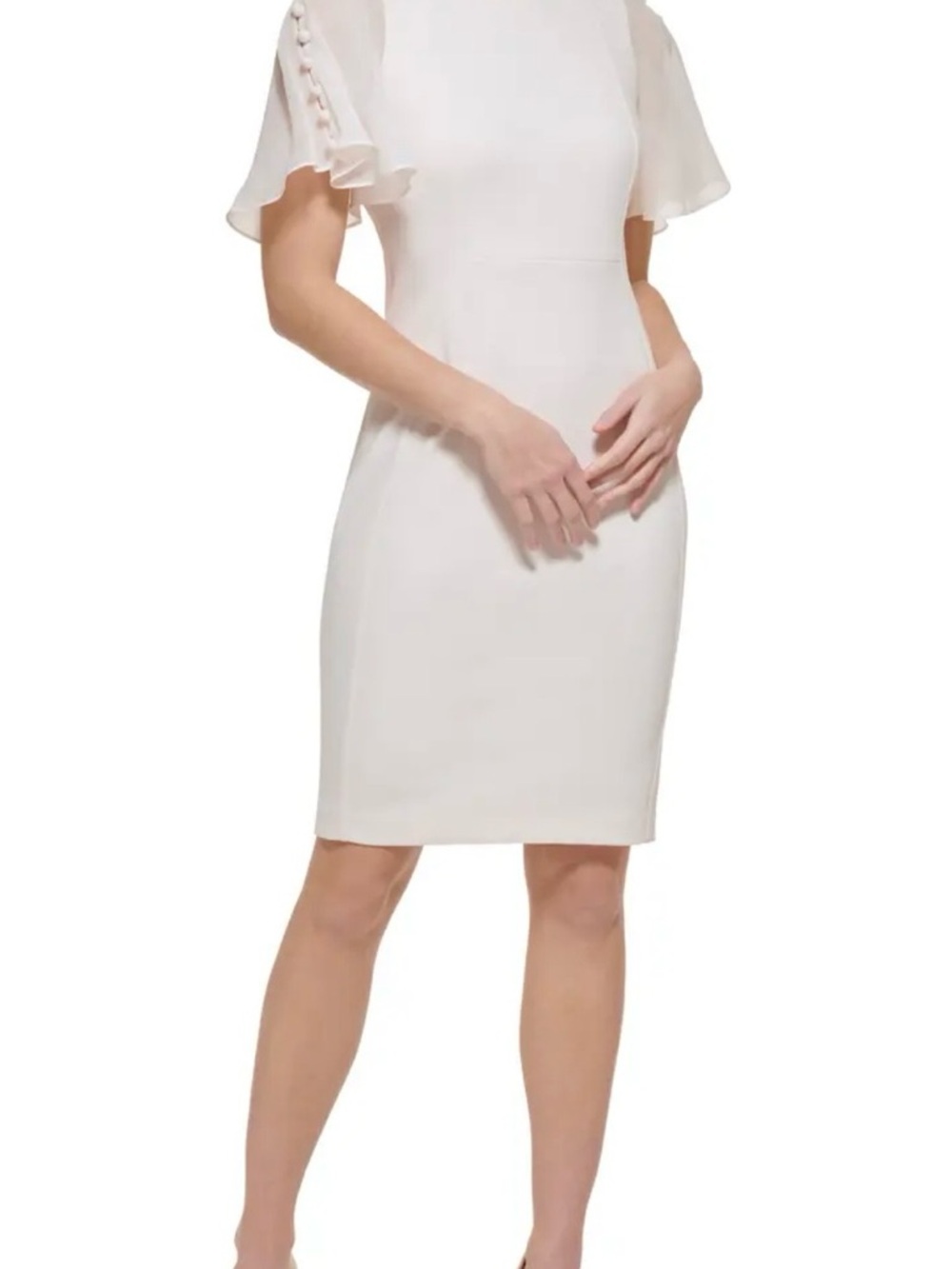 Calvin Klein Chiffon Flutter Sleeve Sheath Dress
